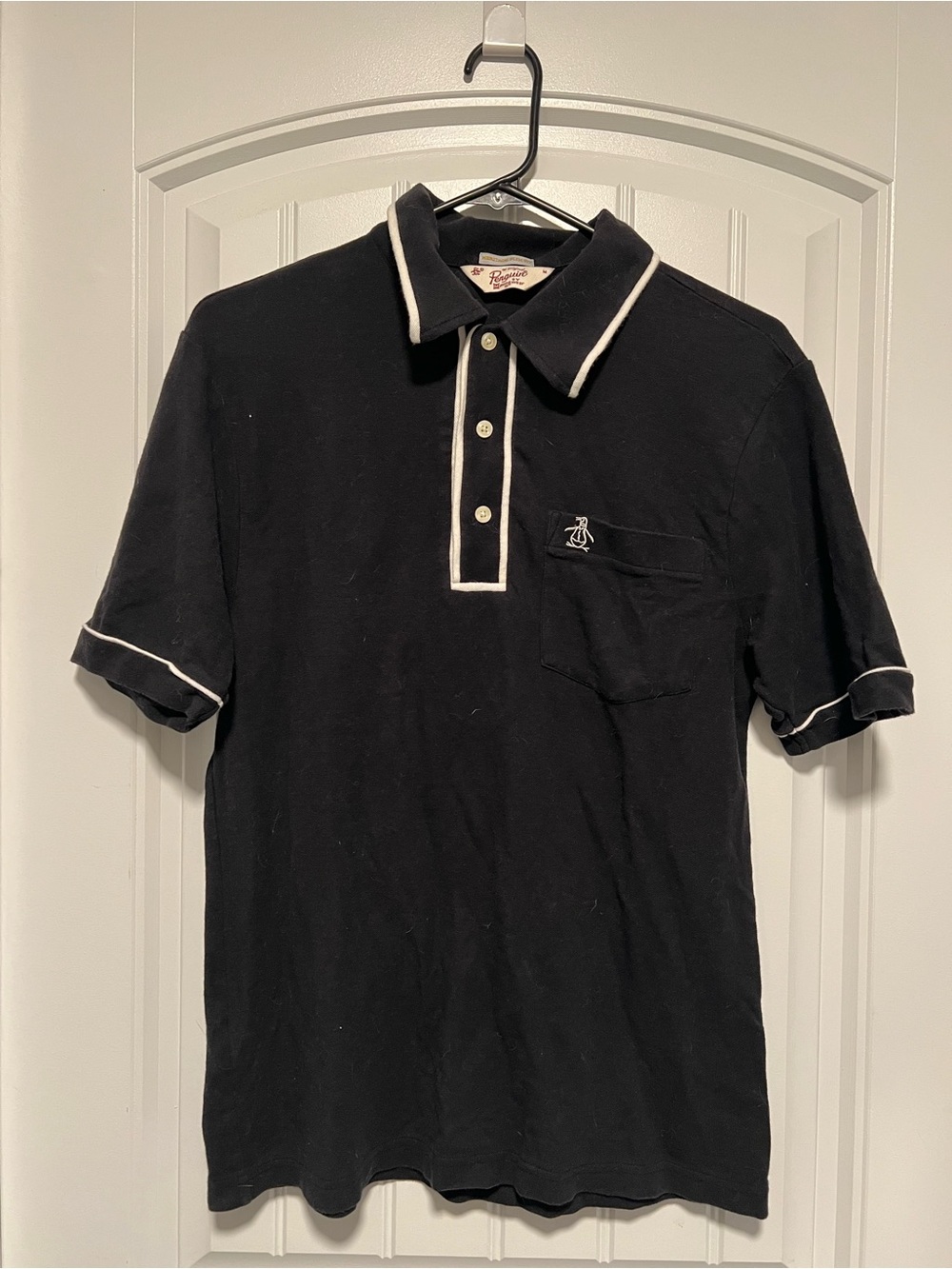 Original Penguin Black Polo with White Piping